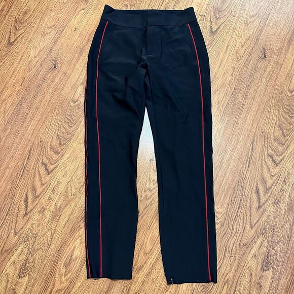 Athleta Black red stellar novelty trouser free cut hem pipping pants size 0P - Picture 3 of 10